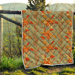 Vintage Orange Bohemian Floral Print Quilt
