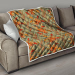 Vintage Orange Bohemian Floral Print Quilt