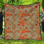 Vintage Orange Bohemian Floral Print Quilt