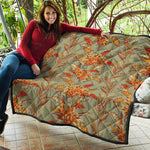 Vintage Orange Bohemian Floral Print Quilt