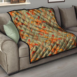 Vintage Orange Bohemian Floral Print Quilt