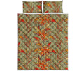 Vintage Orange Bohemian Floral Print Quilt Bed Set
