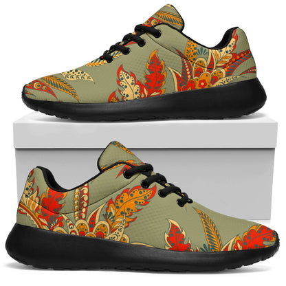 Vintage Orange Bohemian Floral Print Sport Shoes GearFrost