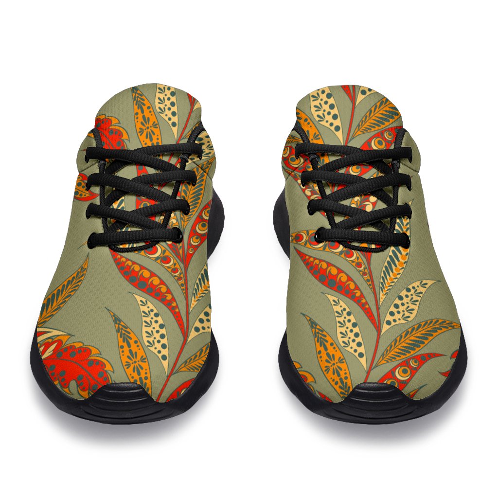 Vintage Orange Bohemian Floral Print Sport Shoes GearFrost
