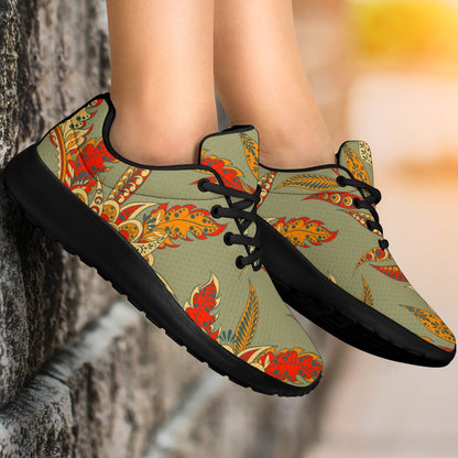 Vintage Orange Bohemian Floral Print Sport Shoes GearFrost