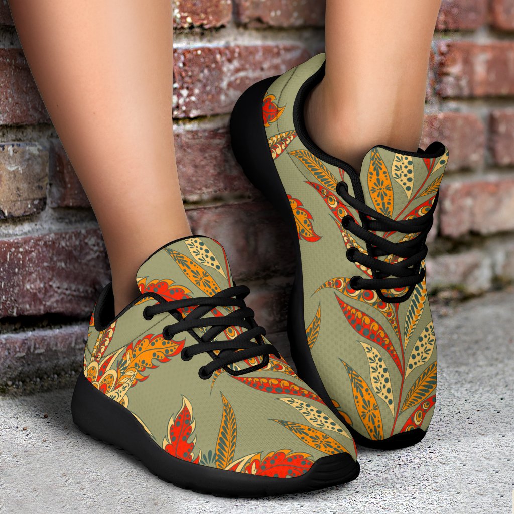 Vintage Orange Bohemian Floral Print Sport Shoes GearFrost