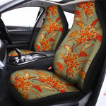 Vintage Orange Bohemian Floral Print Universal Fit Car Seat Covers