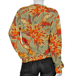 Vintage Orange Bohemian Floral Print Women's Crewneck Sweatshirt GearFrost