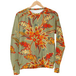 Vintage Orange Bohemian Floral Print Women's Crewneck Sweatshirt GearFrost
