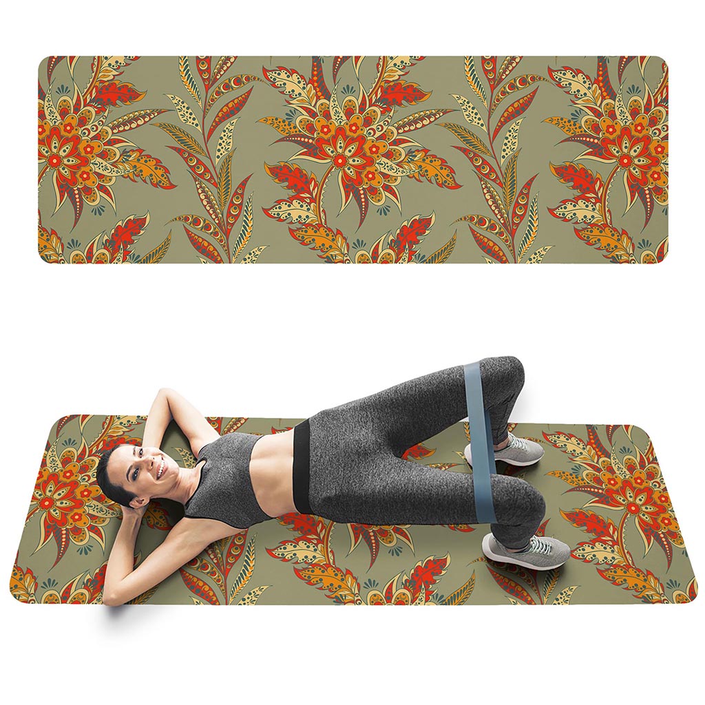 Vintage Orange Bohemian Floral Print Yoga Mat – GearFrost