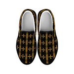 Vintage Orthodox Pattern Print Black Slip On Shoes