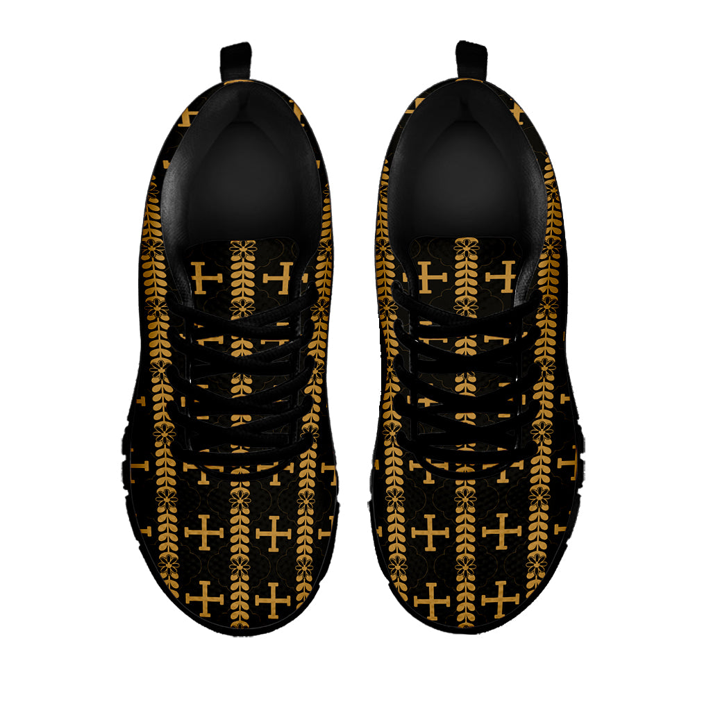 Vintage Orthodox Pattern Print Black Sneakers