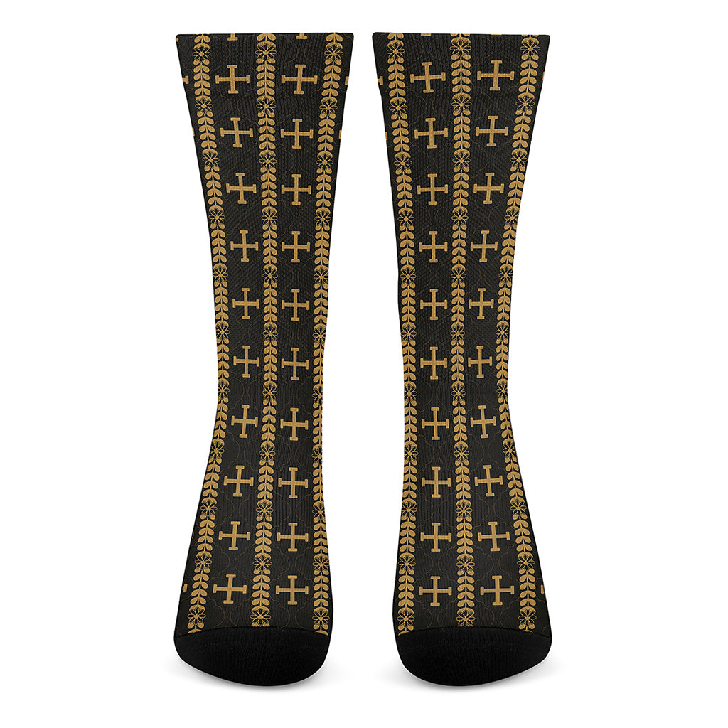 Vintage Orthodox Pattern Print Crew Socks