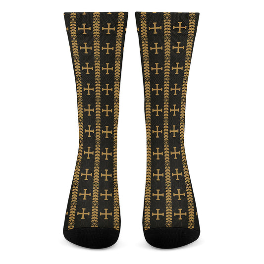 Vintage Orthodox Pattern Print Crew Socks