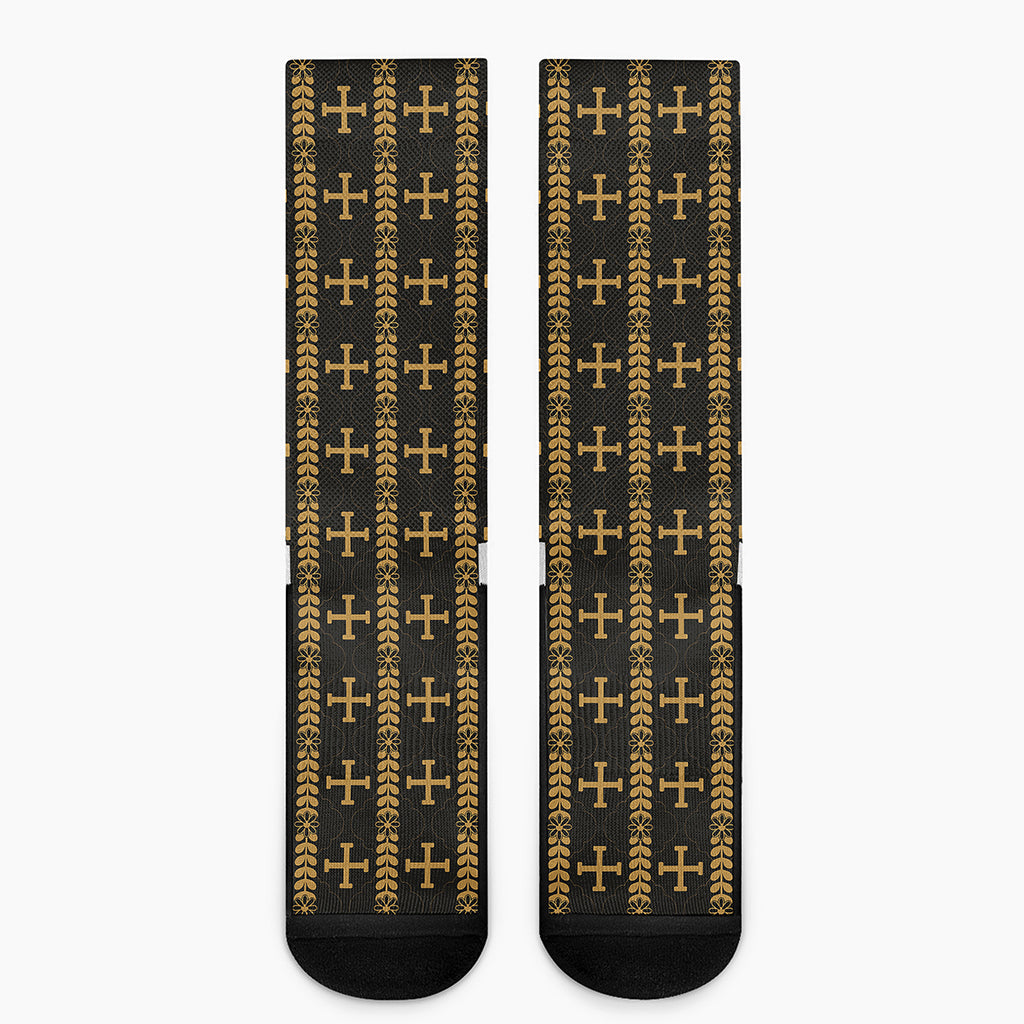 Vintage Orthodox Pattern Print Crew Socks