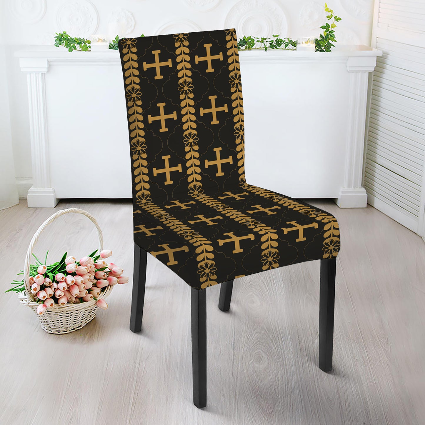 Vintage Orthodox Pattern Print Dining Chair Slipcover