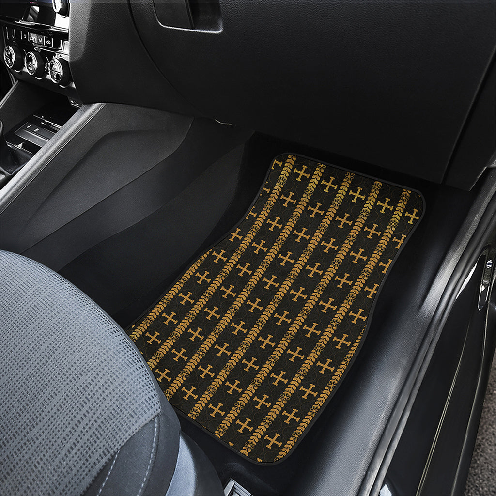 Vintage Orthodox Pattern Print Front and Back Car Floor Mats