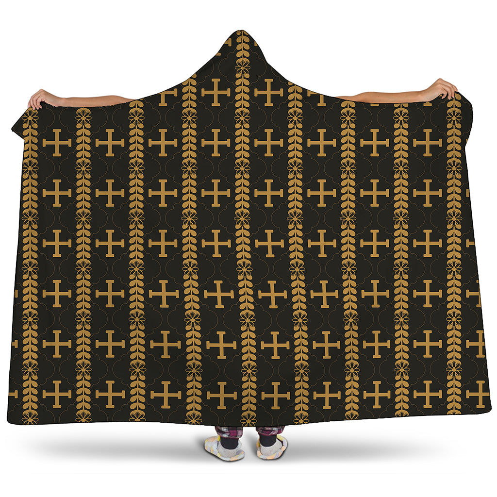 Vintage Orthodox Pattern Print Hooded Blanket