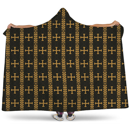 Vintage Orthodox Pattern Print Hooded Blanket
