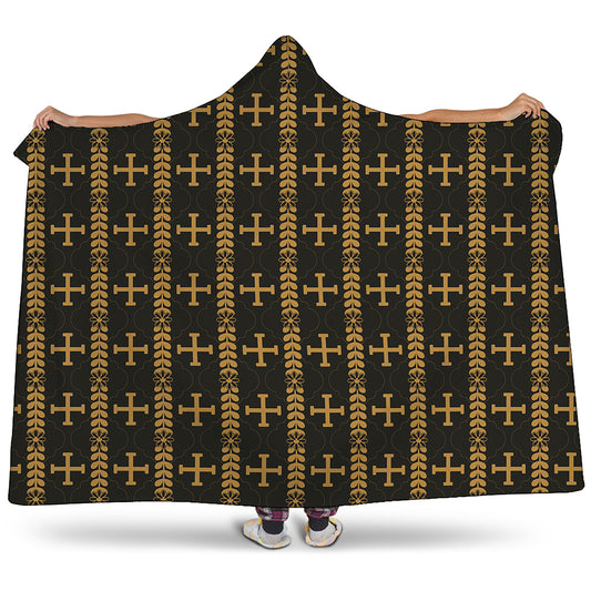 Vintage Orthodox Pattern Print Hooded Blanket