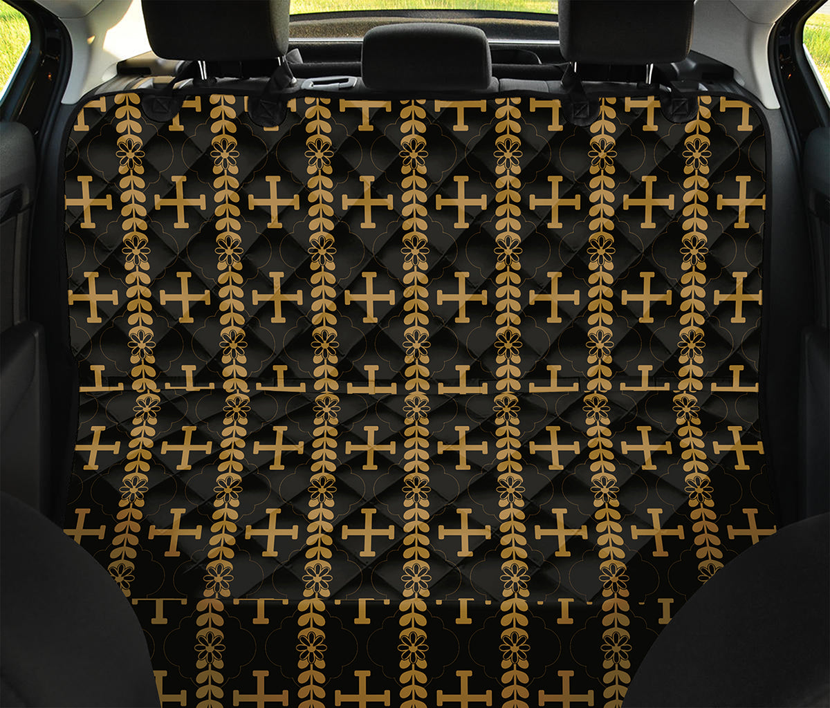 Vintage Orthodox Pattern Print Pet Car Back Seat Cover