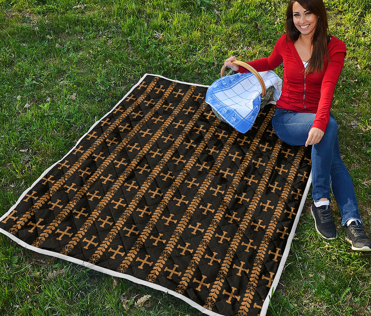 Vintage Orthodox Pattern Print Quilt