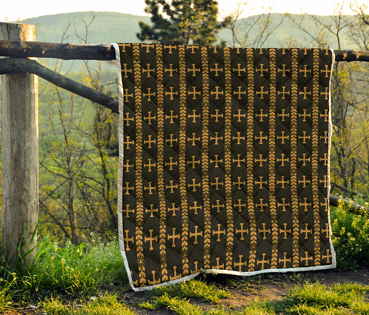 Vintage Orthodox Pattern Print Quilt