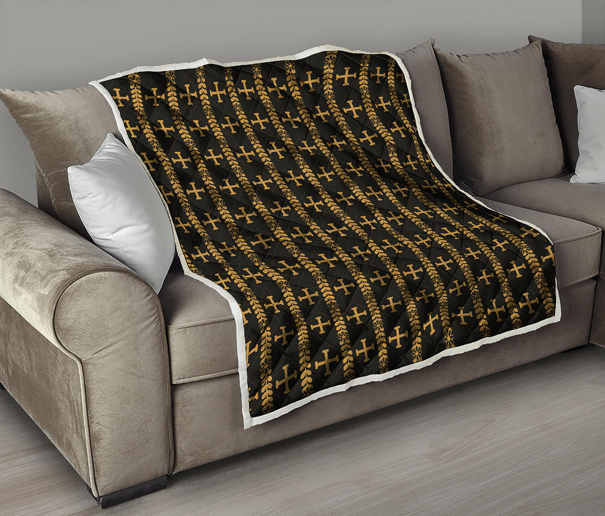 Vintage Orthodox Pattern Print Quilt