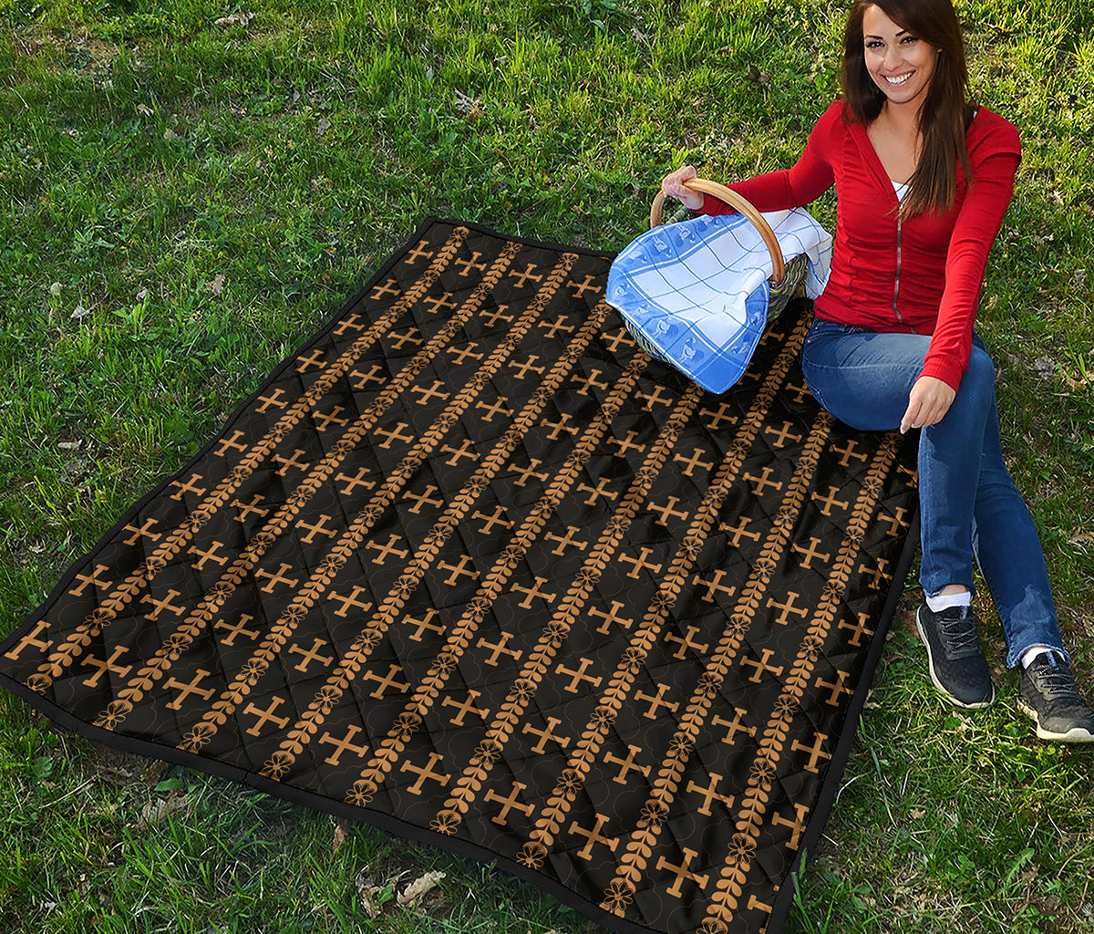 Vintage Orthodox Pattern Print Quilt