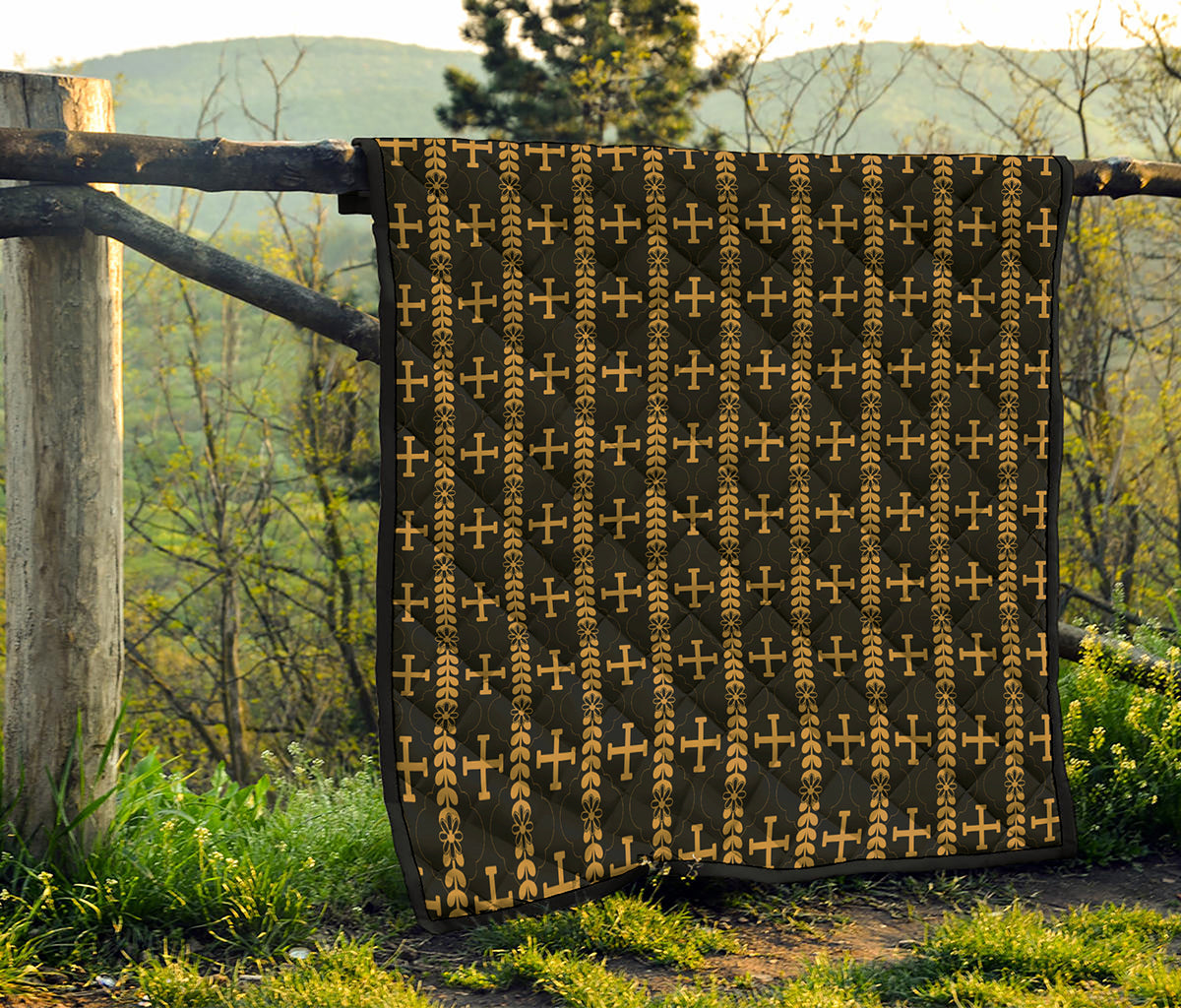 Vintage Orthodox Pattern Print Quilt