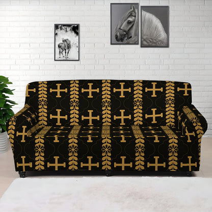 Vintage Orthodox Pattern Print Sofa Cover