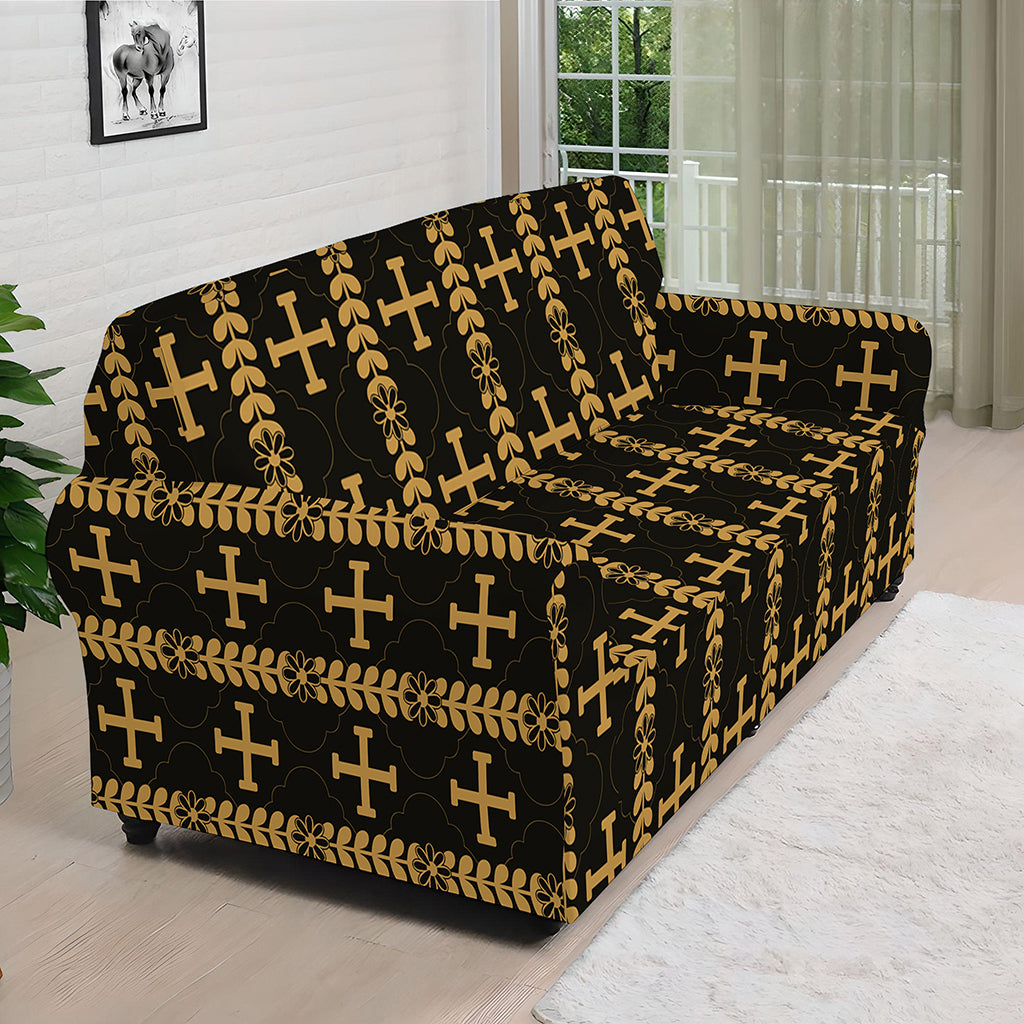 Vintage Orthodox Pattern Print Sofa Cover