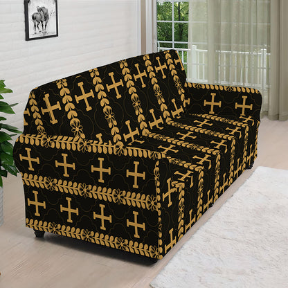 Vintage Orthodox Pattern Print Sofa Cover