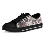 Vintage Paisley Pattern Print Black Low Top Shoes