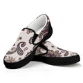 Vintage Paisley Pattern Print Black Slip On Sneakers