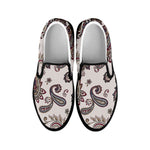 Vintage Paisley Pattern Print Black Slip On Shoes