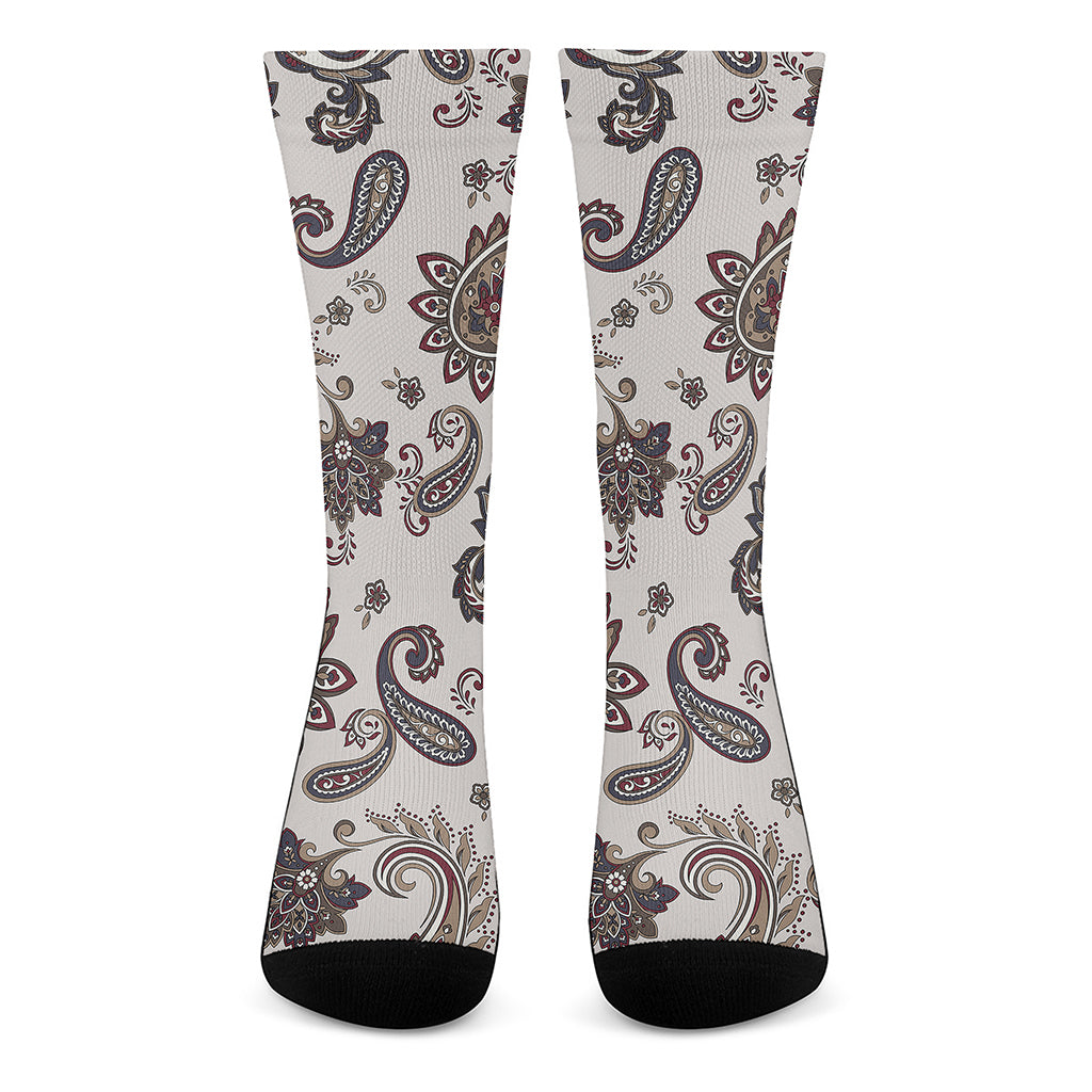 Vintage Paisley Pattern Print Crew Socks