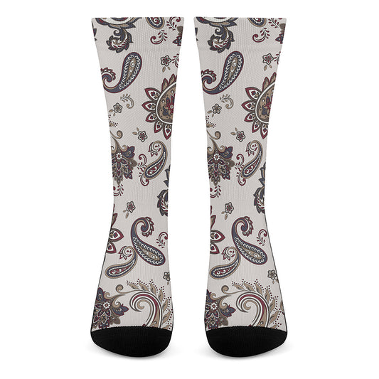 Vintage Paisley Pattern Print Crew Socks