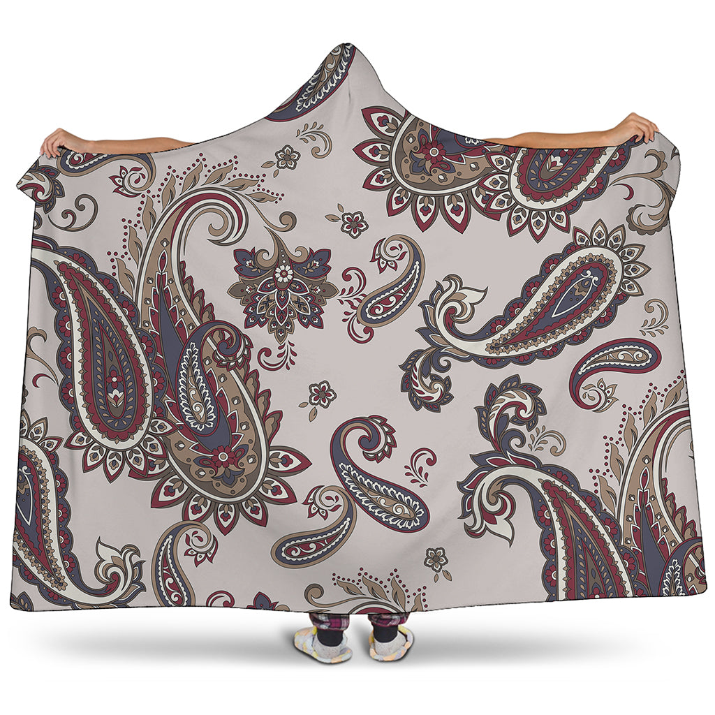 Vintage Paisley Pattern Print Hooded Blanket