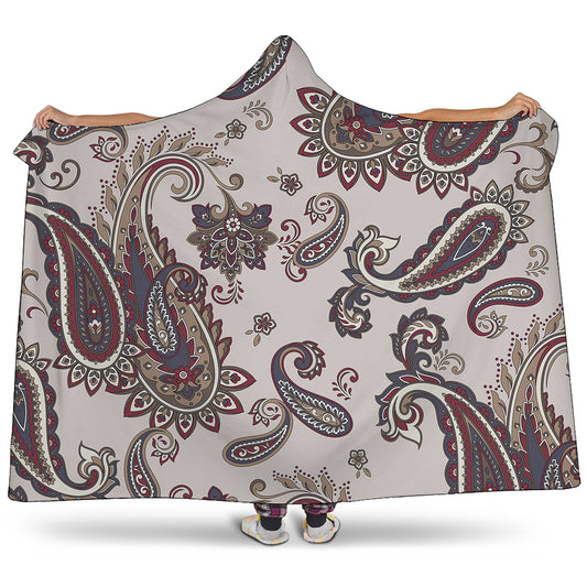 Vintage Paisley Pattern Print Hooded Blanket