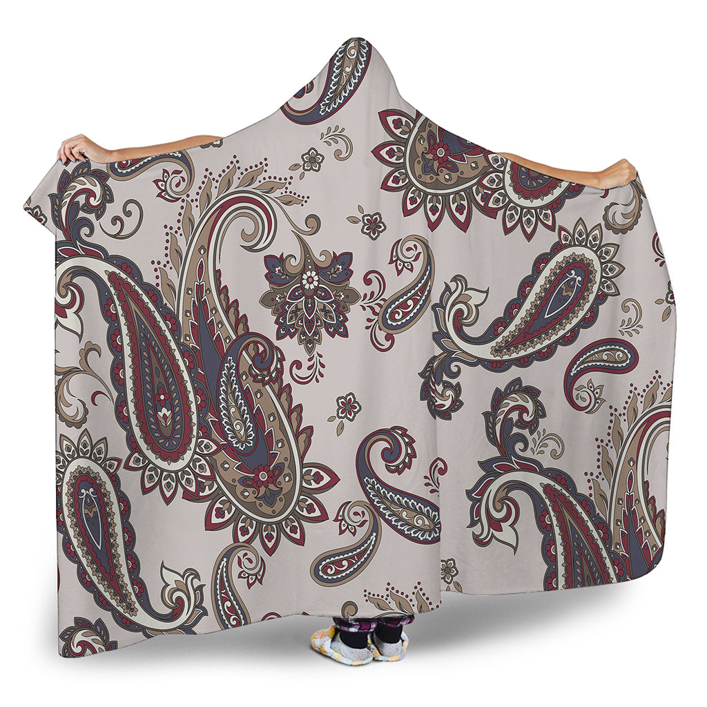 Vintage Paisley Pattern Print Hooded Blanket