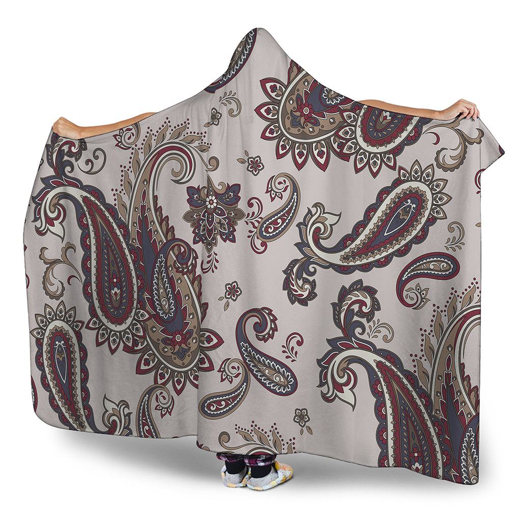 Vintage Paisley Pattern Print Hooded Blanket