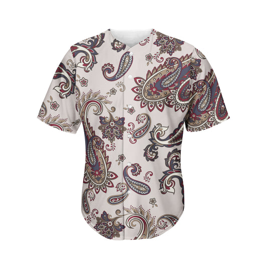Vintage Paisley Pattern Print Men's Baseball Jersey