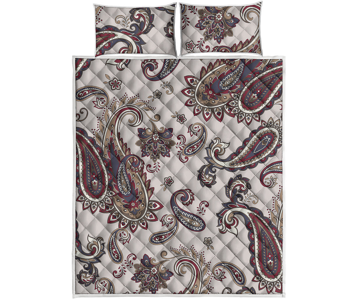 Vintage Paisley Pattern Print Quilt Bed Set