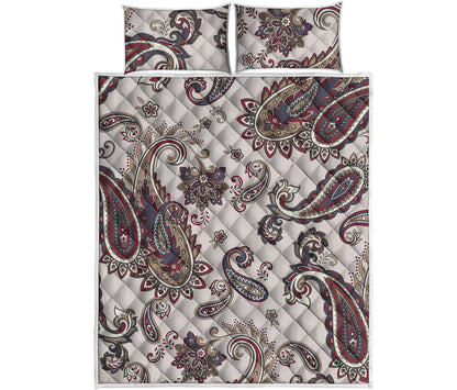 Vintage Paisley Pattern Print Quilt Bed Set