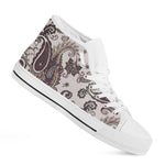 Vintage Paisley Pattern Print White High Top Shoes