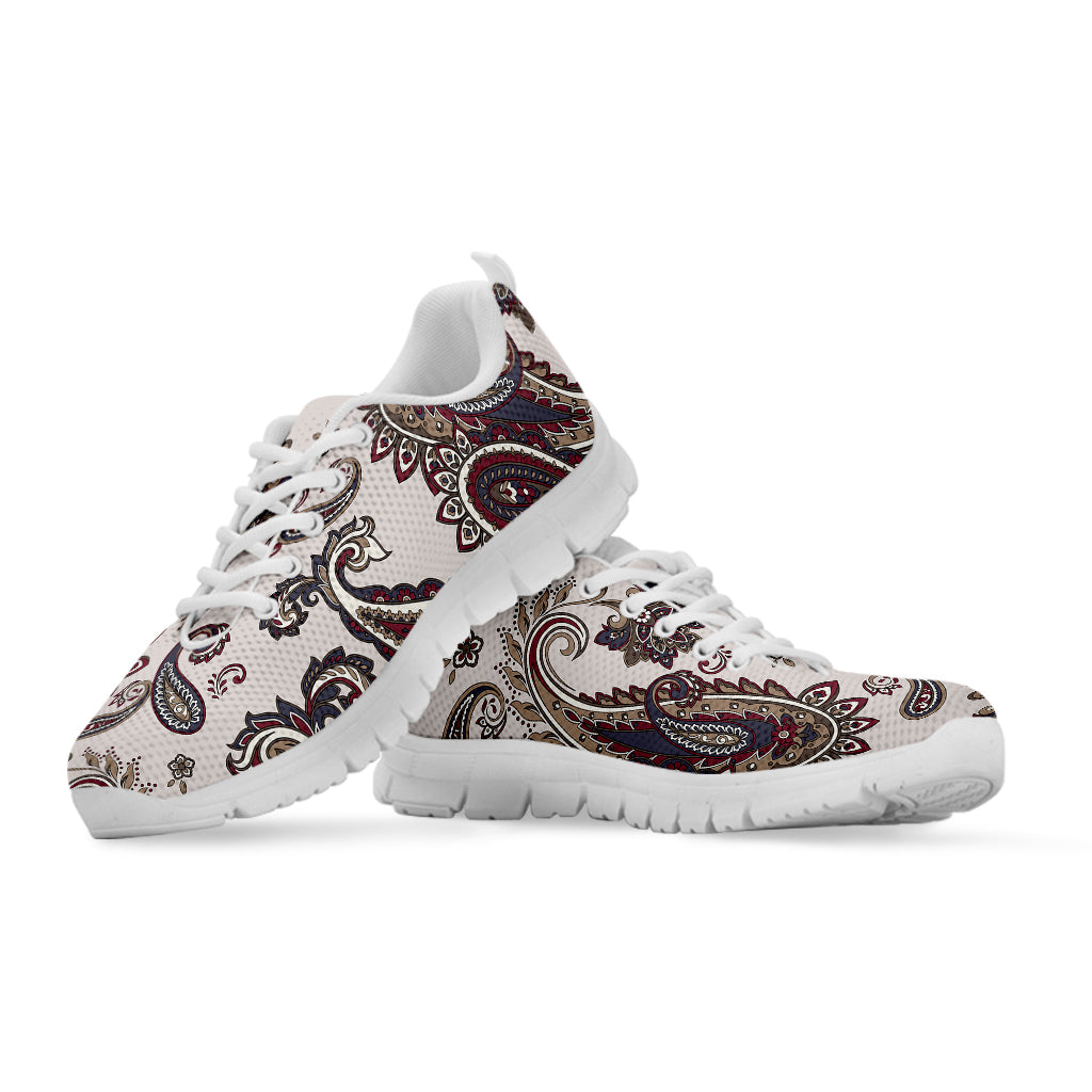 Vintage Paisley Pattern Print White Sneakers