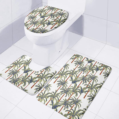 Vintage Palm Tree Beach Pattern Print 3 Piece Bath Mat Set