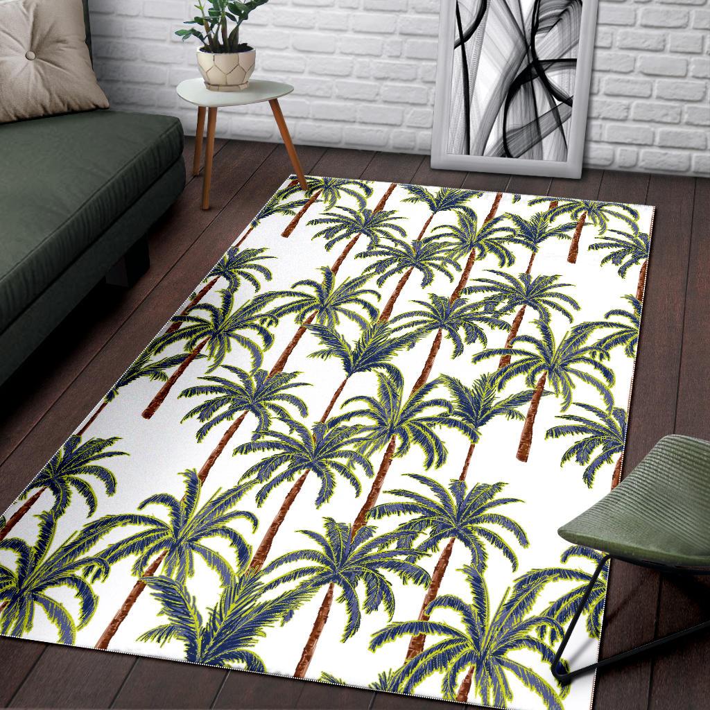 Vintage Palm Tree Beach Pattern Print Area Rug GearFrost