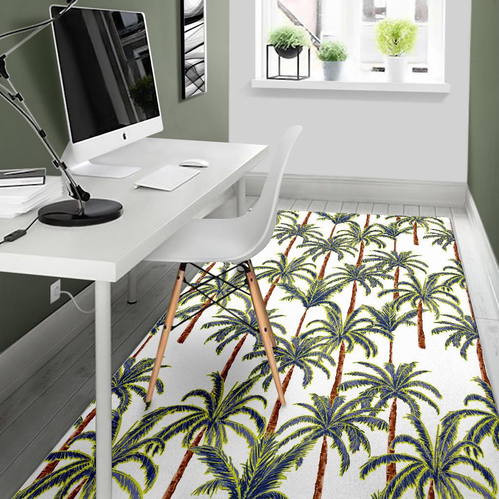 Vintage Palm Tree Beach Pattern Print Area Rug GearFrost